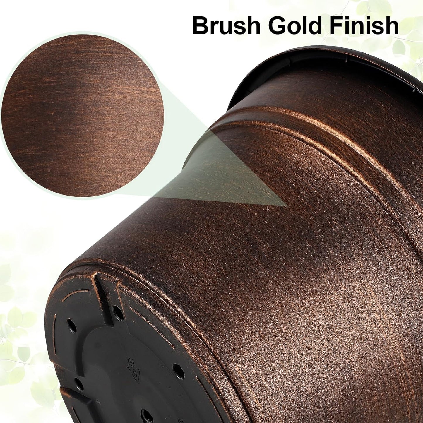 Plant Planters Pots Set of 6 Pack 6 Inch, Plastic Flower Pot for Indoor Plants with Drainage Holes & Trays, Resin Decorative Container Sets with Saucer for House Outdoor Garden Planters Dark Gold