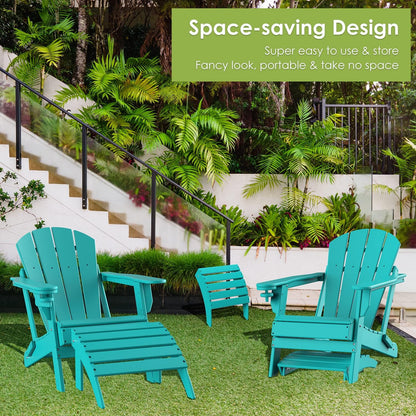 GREENVINES Adirondack-Ottoman | Set of 4 | HDPE Plastic | Outdoor Footrest | All Weather | Foot Rest | Foot Stool | Aqua | for Adirondack Chair | for Patio Backyard Pool