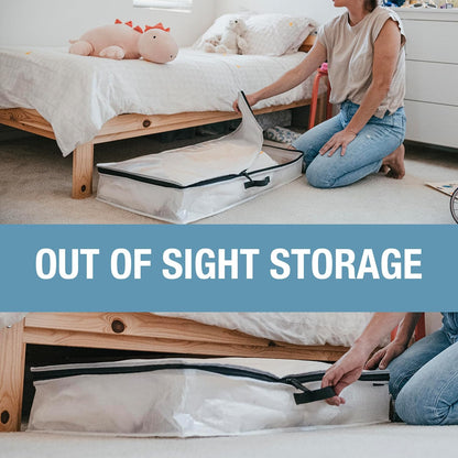 CleverMade Under Bed Storage Bag - Collapsible Storage for Shoes and Clothes Easy Use - Heavy Duty Utility Bag Home