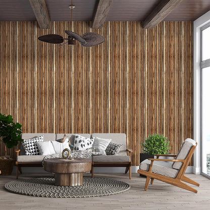 IZODEKOR 3D Wood Effect Styrofoam Wall Panels - Faux Wood Look Wall Panels for Living Room - Fake Acoustic Wood Slat Wall Panels - Pack of 10, Covers 50 sq ft.