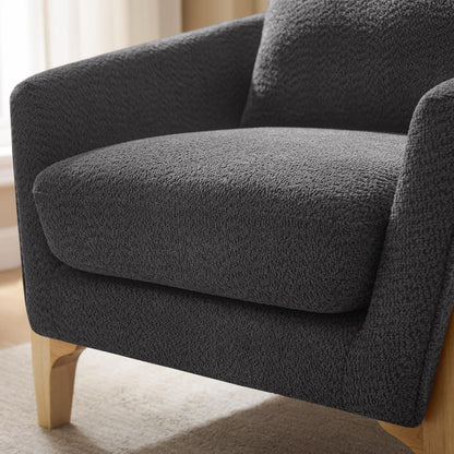 Accent Chair 31" Oversized Reading Chair Comfy Upholstered Boucle Lounge Armchair, Modern Living Room Chair with Back Pillow,Single Sofa Chair for Bedroom, Office (Grey)