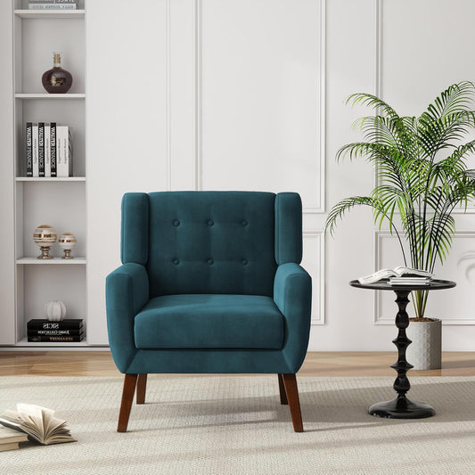 UIXE Accent Chair, Velvet Upholstered Armchair for Living Room, Modern Club Arm Chairs Comfy Single