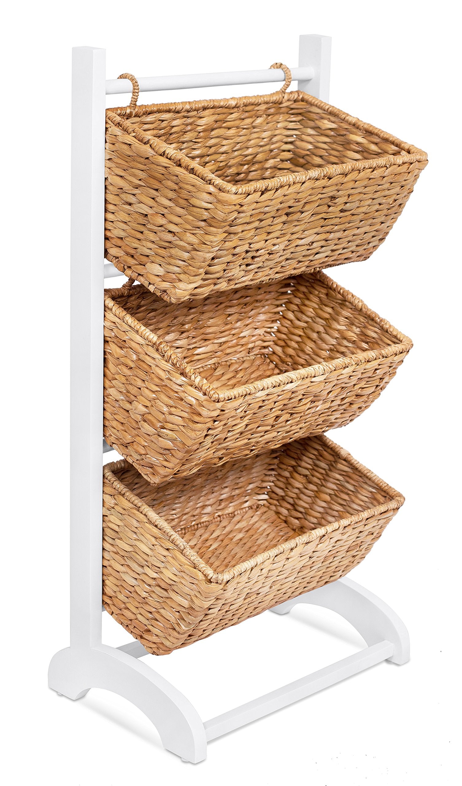 BIRDROCK HOME 3 Tier Abaca Storage Cubby (Natural) - 3 Baskets Made of Durable Seagrass Fiber