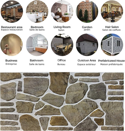Dundee Deco 3D Wall Panels - Cladding, Grey Caramel White Stone Look Wall Paneling, Styrofoam Facing for Interior and Exterior Applications, DIY, Set of 5, Covers 27 sq ft