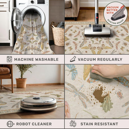 Boho Bathroom Rugs 2x3 Non Slip Washable - Stain Resistant Kitchen Rugs for Entryway, Mudroom, Powder Room, Soft Low Pile Cottagecore Nature Eclectic Small Throw Rug