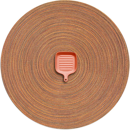 AHHFSMEI Round Braided Placemats Set of 6 Round Table Mats for Dining Tables Natural Woven Heat Resistant Place mats 15 Inch (Brown)