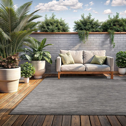 Washable Indoor Outdoor Rug 5x7 Weather Resistant Area Rugs Modern Solid for Porch Deck Balcony Backyard Patio Outside Carpet (5 X 7 Silver Grey)