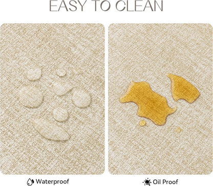 Romanstile Vinyl Placemats Set of 12-12 X 18 Inch - Heat Resistant Place Mats 100% Waterproof Oilproof Wipeable Reversible Faux Leather Table Mats for Kitchen/Dining/Party/Outdoor, Beige