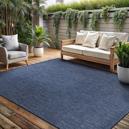 Washable Indoor Outdoor Rug 9x12 Weather Resistant Area Rugs Modern Solid for Porch Deck Balcony Backyard Patio Outside Carpet (9 X 12 Azure Blue)