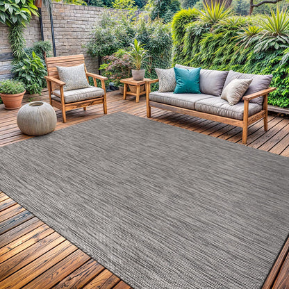 Washable Indoor Outdoor Rug 8x10 Weather Resistant Area Rugs Modern Solid for Porch Deck Balcony Backyard Patio Outside Carpet (8 X 10 Silver Grey)