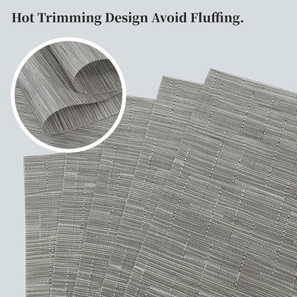 Leetaltree Silver Placemats Set of 4 - Heat Resistant Non-Slip Place mats for Dining Table, Washable Durable PVC Vinyl Woven Table Mats（Silver, 4）