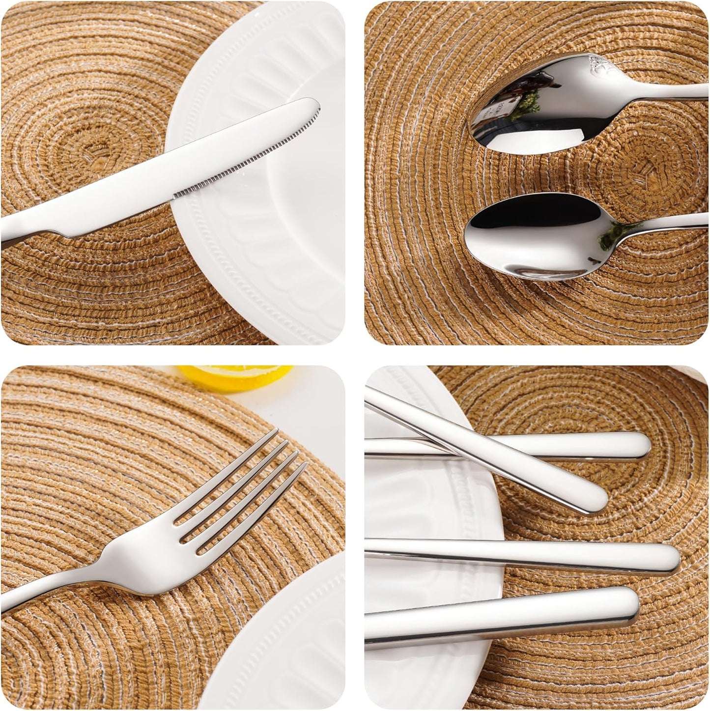 20 Piece 18/10 Stainless Steel Silverware, Rust Proof Flatware Set for 4, Heavy Duty Silverware Set, fork Spoon Knife Set, Dishwasher Safe