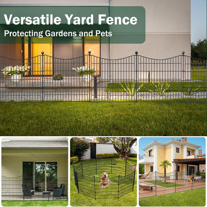 25 Panels Decorative Garden Fence with Gate, 32 in(H) X 59 ft(L) No Dig Dog Fence Animal Barrier Outdoor for Yard, Rustproof Metal Garden Edging and Borders, Temporary Fencing Stakes