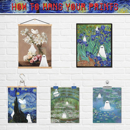 LANCHI95 Vintage Ghost Posters Halloween Wall Art Witch in The Forest Painting Prints Halloween Wall Decor for Living Room Bedroom 8x10 in - 9pcs (UNFRAMED)