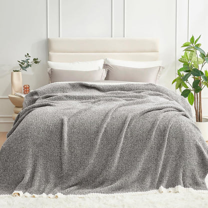 Snuggle Sac Oversized Grey Blanket Twin XL 66X90 for Bed, Reversible Super Soft Warm Cozy Knit Fuzzy Plush Blankets, Heather Dark Grey, 66x90 inches