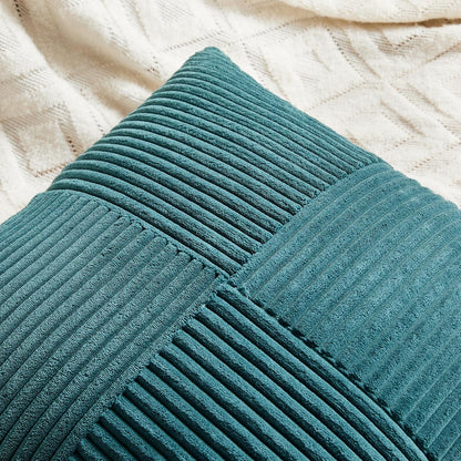 Fancy Homi 2 Packs Teal Decorative Throw Pillow Covers 18x18 Inch for Living Room Couch Bed Sofa, Rustic Farmhouse Boho Home Decor, Soft Corss Corduroy Patchwork Textured Square Cushion Case 45x45 cm
