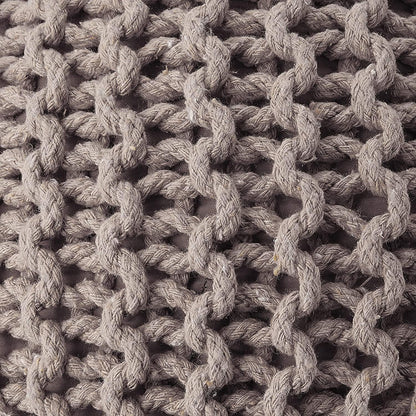 REDEARTH Round Pouf Foot Stool Bean Bag Ottoman - Hand Knitted Boho Pouffe - Home Decor Poof - Stuffed Foot Rest for Living Room - Nursery - Bedroom - Patio (19.5"x19.5"x14") - Taupe