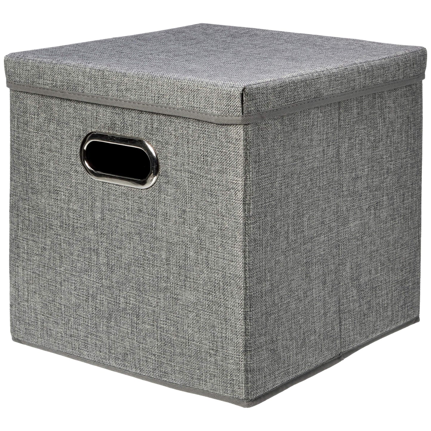 Amazon Basics Foldable Burlap Cloth Cube Storage Bins with Lid, Collapsible Organizing Containers