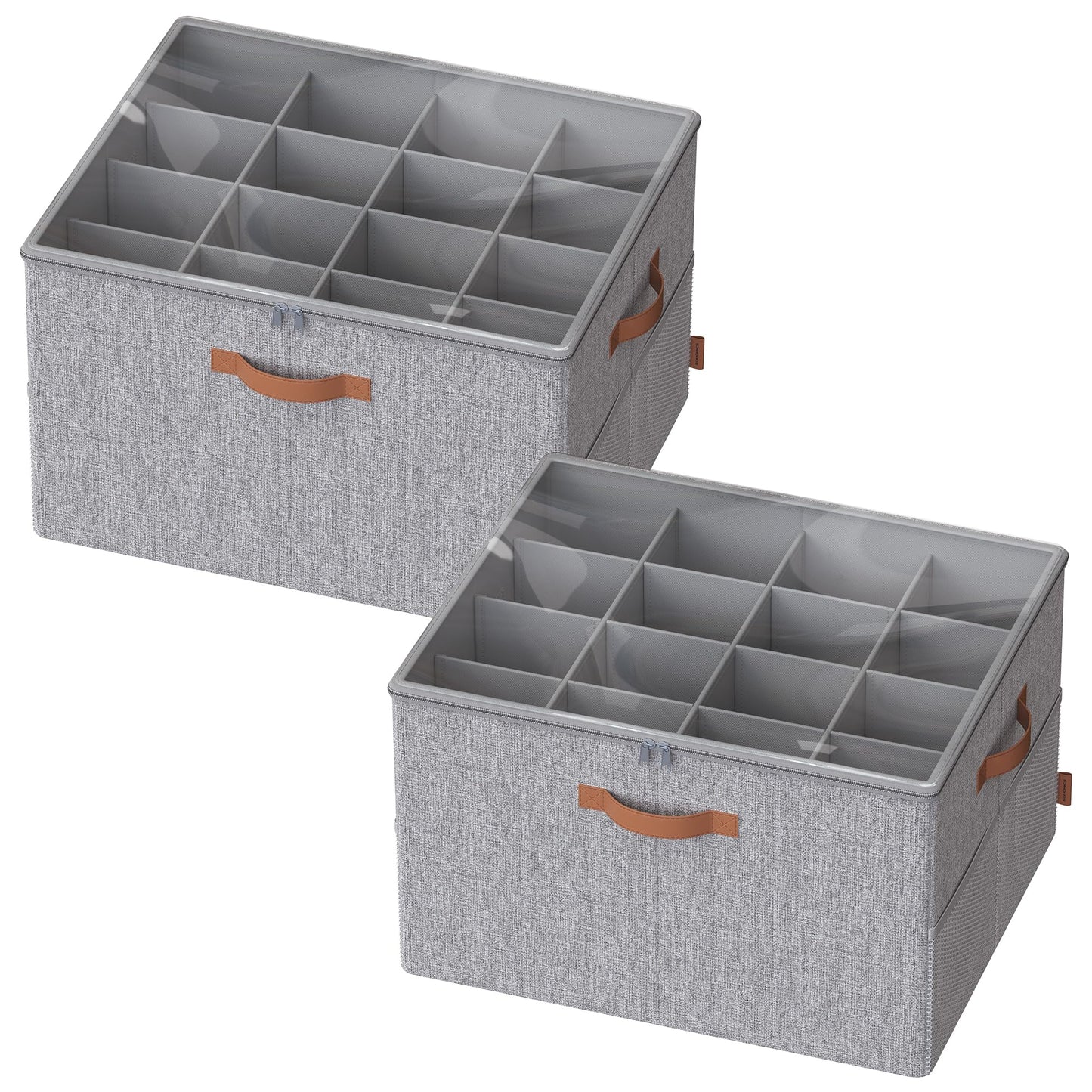 SONGMICS Shoe Organizers for Closet, Pack 2 Shoe Storage Bins, Fits 32 Pairs, Fabric Containers