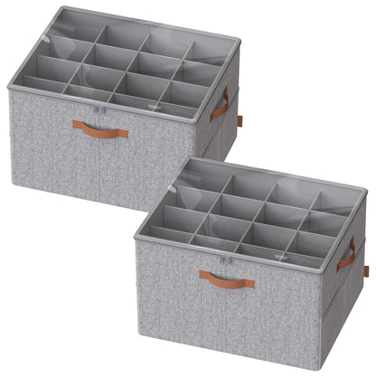 SONGMICS Shoe Organizers for Closet, Pack 2 Shoe Storage Bins, Fits 32 Pairs, Fabric Containers