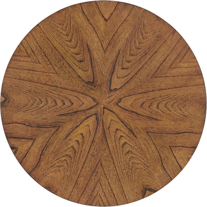 Martin Svensson Home LAX Two-Tone 20-Inch Caramel Brown Round Wood End Side Table with Walnut Legs and Shelf Storage