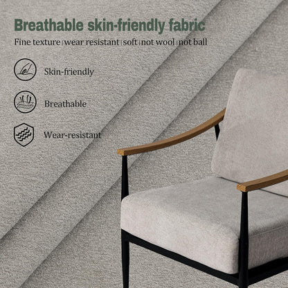 Modern Accent Chair for Living Room Bedroom Mid Century Arm Chair Upholstered Office Accent Chair Comfy Waiting Room Chair with Metal Frame, Grey