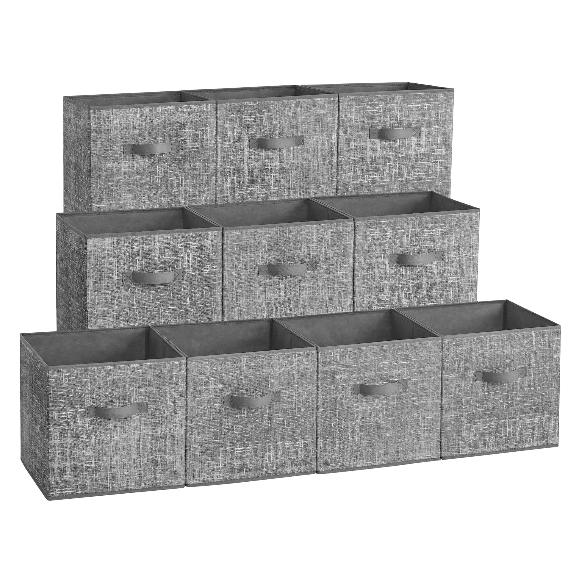 SONGMICS Storage Cubes, 13 x 13 x 13 Inches Non-Woven Fabric Bins with Double Handles, Set of 10