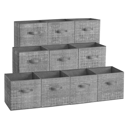 SONGMICS Storage Cubes, 13 x 13 x 13 Inches Non-Woven Fabric Bins with Double Handles, Set of 10
