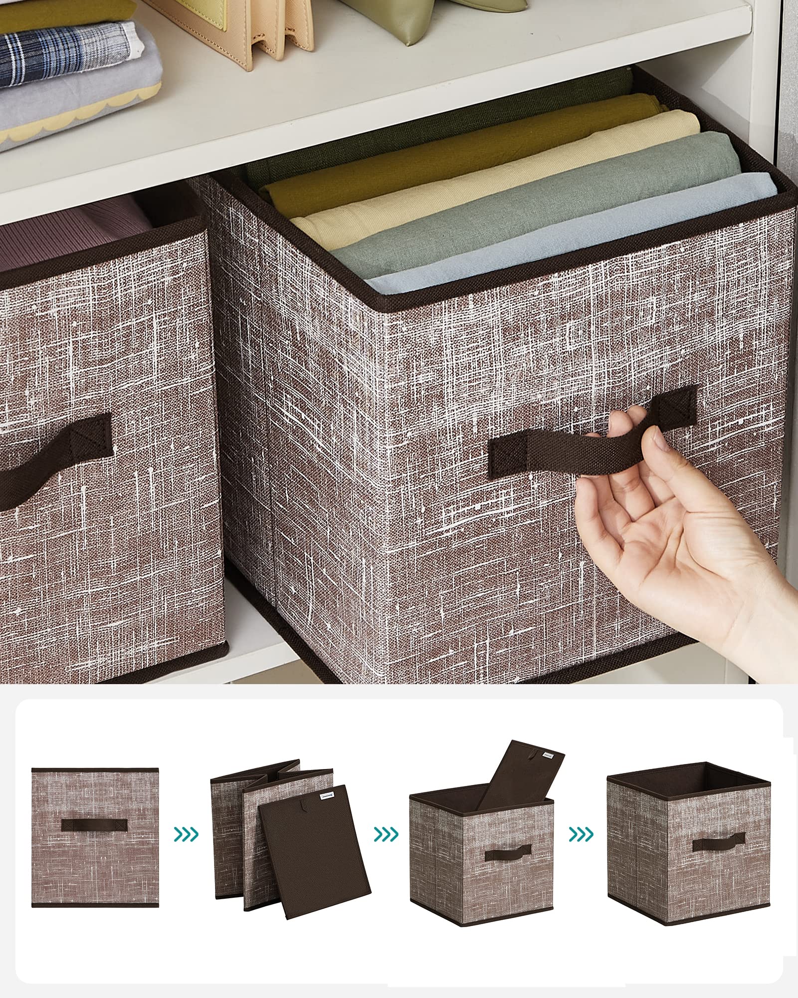 SONGMICS Storage Cubes, Set of 6, 11-Inch Foldable Closet Organizers