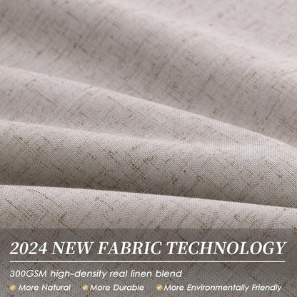 BOODII 108 Inch Black Out Curtains 2 Panels Set Back Tab Thermal Insulated Natural Linen Textured Blackout Curtains Noise Reducing Brownish Grey Neutral Living Room Darkening Window Drapes 52x108
