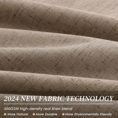 BOODII Brown Linen Blackout Curtains for Bedroom 84 Inch Length 2 Panels Set Room Darkening Curtains Black Out Curtain Neutral Thermal Insulated Living Room Winter Window Drapes Back Tab 52x84