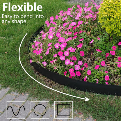 Landscape Edging 4 Inch Tall 150FT with 160Pcs Metal Spikes, Plastic Garden Edging Border Landscape Edging Border Lawn Edging for Landscaping, Flower Bed, Yard
