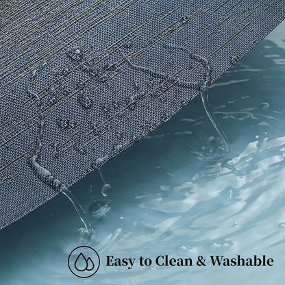 Leetaltree Denim Blue Placemats Set of 12 - Heat Resistant Non-Slip Place mats for Dining Table, Washable Durable PVC Vinyl Woven Table Mats（Denim Blue, 12）