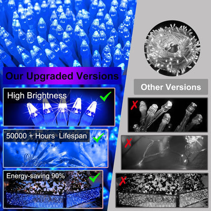 1332 LED 132FT Christmas Lights with 296 Drops, 12 Modes Dimmable Blue Outdoor Hanging Lights with Timer Memory, Waterproof Curtain Lights for Home Bedroom Yard Indoor Tree Window Roof Fence Wedding