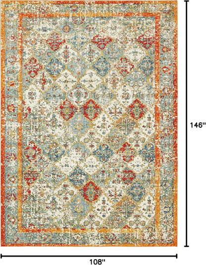 Unique Loom Rosso Collection Vintage, Traditional, Bohemian, Geometric, Distressed, Southwestern Area Rug (9' 0 x 12' 0 Rectangular, Beige/Orange)