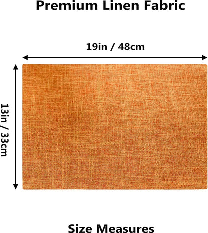 Home Brilliant Cloth Placemats Set of 6 Heat Resistant Dining Table Place Mats for Kitchen Table Fall Party Halloween Decorations Decor, 13 x 19 inches, Orange