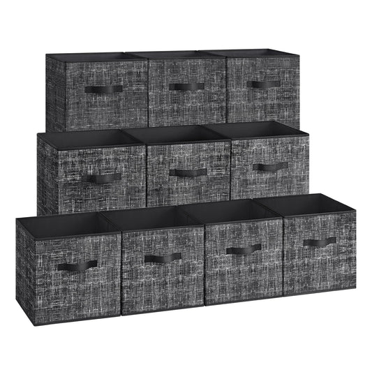 SONGMICS Storage Cubes, Set of 10, 13-Inch Foldable Closet Organizers