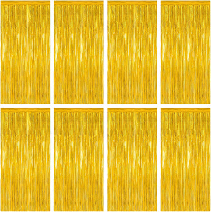 8 Pack 2025 Graduation Party Decorations, 3.28 FT x 7.05 FT Gold Backdrop, Metallic Graduation Photo Backdrop Grad Foil Curtains Party Streamer, Class of 2025 Decorations Grad Decor