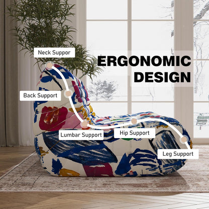 Big Bean Bag Chairs for Adults, 3 Seater Large Bean Bag Sofa, Fireside Chair Lazy Sofa Chair with High Density Comfortable Foam, Modern Bean Bag for Living Room, Bedroom, Office (Multicolor)