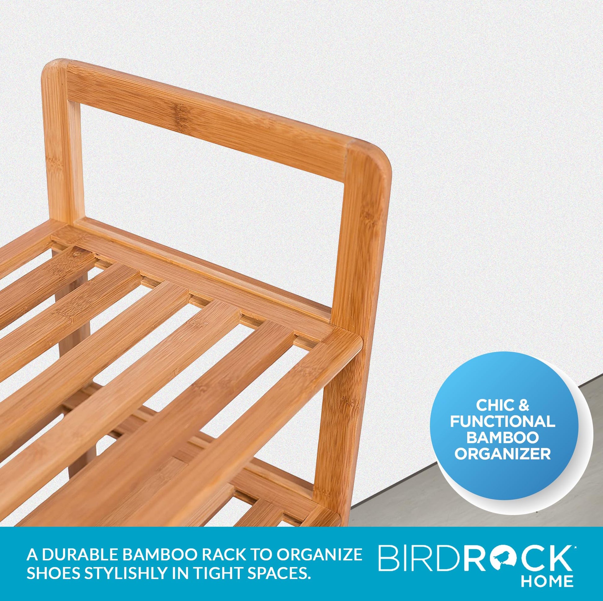 BIRDROCK HOME Bamboo Shoe Rack Organizer for Entryway, Closet, or Front Door - Stackable Wooden