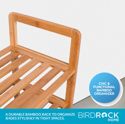 BIRDROCK HOME Bamboo Shoe Rack Organizer for Entryway, Closet, or Front Door - Stackable Wooden