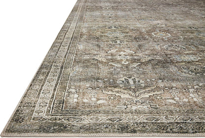 Loloi Layla Collection LAY-13 Antique/Moss 3'-6" x 5'-6" .13" Thick Accent Rug, Soft, Durable, Vintage Inspired, Distressed, Low Pile, Non-Shedding, Easy Clean, Printed, Living Room Rug