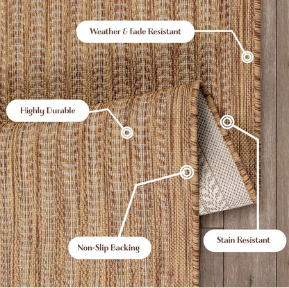 Adiva Rugs Outdoor Indoor Area Rug, Weather Resistant, Easy to Clean, Stain Resistant Floor Mat for Dining Room, Backyard, Deck, Patio (Wooden, 2'6" x 7')