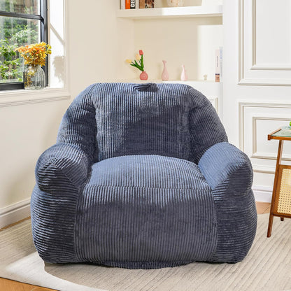 Bean Bag Chair, Faux Fur Bean Bag Chair for Adults, Fluffy and Comfy Bean Bags with Filler, Bean Bag Sofa Chair for Reading, Gaming, Stuffed High-Density Foam, Grey