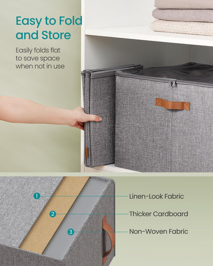 SONGMICS Shoe Organizers for Closet, Pack 2 Shoe Storage Bins, Fits 32 Pairs, Fabric Containers