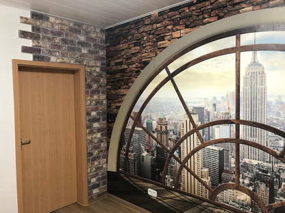 Dundee Deco 3D Wall Panels Faux Brick - Cladding Grey Brown Stone Look Wall Paneling, Styrofoam, Sample, Size 10 x 10 in.