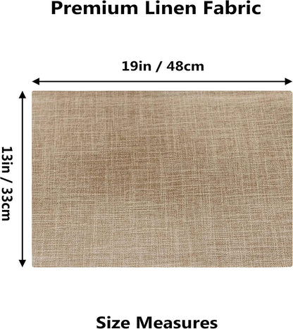 Home Brilliant Linen Place Mats Set of 6 Heat Resistant Dining Table Place Mats Cloth Placemats Kitchen Table Mats Placemat, Burlap