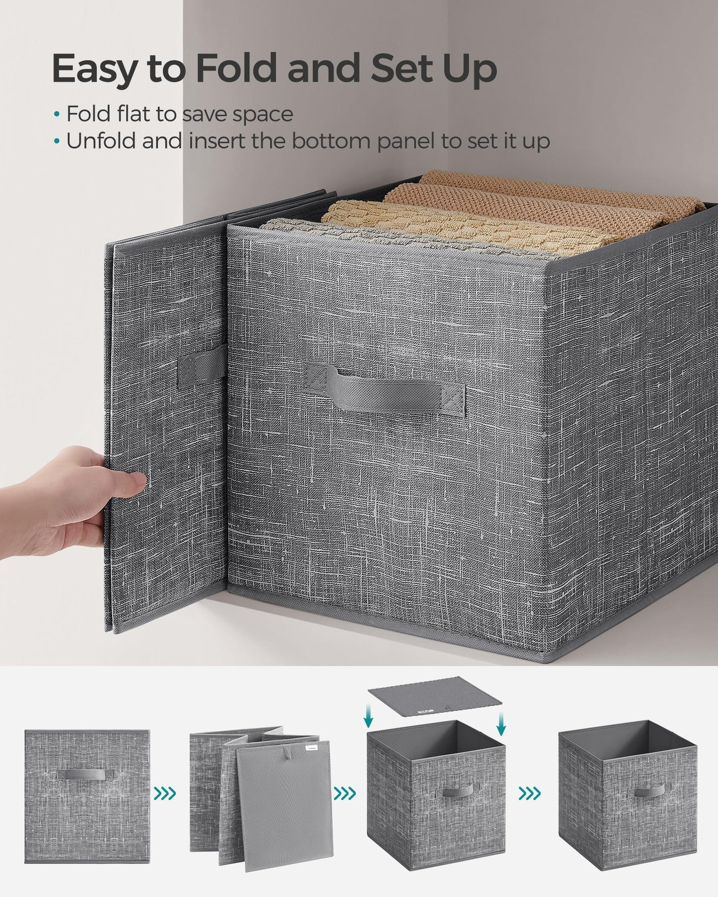SONGMICS Storage Cubes, Set of 8, 13-Inch Foldable Closet Organizers