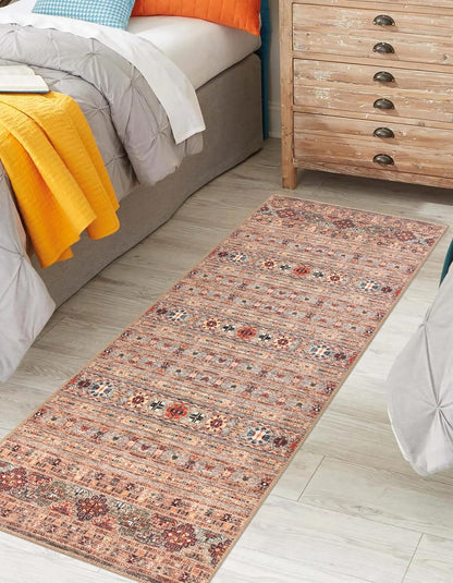 Keen Home Design 2x10 Rug - Machine Washable Runner with Non-Slip Backing, Ideal for Hallway, Entryway, Kitchen, Laundry Room - Vintage, Easy Clean, Durable, Low Pile Rug - (2'6" x 10')