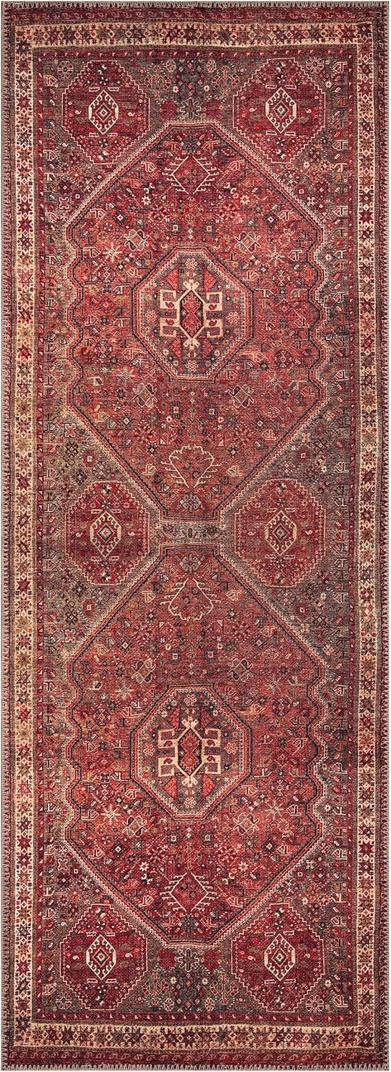 Keen Home Design 2x10 Rug - Machine Washable Runner Rug with Non-Slip Backing, Ideal for Hallway, Entryway, Kitchen, Laundry Room - Vintage, Easy Clean, Durable, Low Pile - (2'6" x 10')